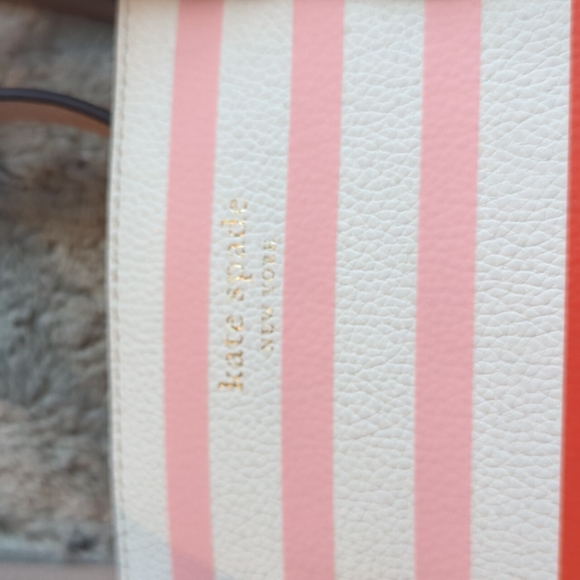 Kate Spade New York Patrice Tropical Red Pink Orange Striped Satchel Tote Bag - Picture 5 of 10